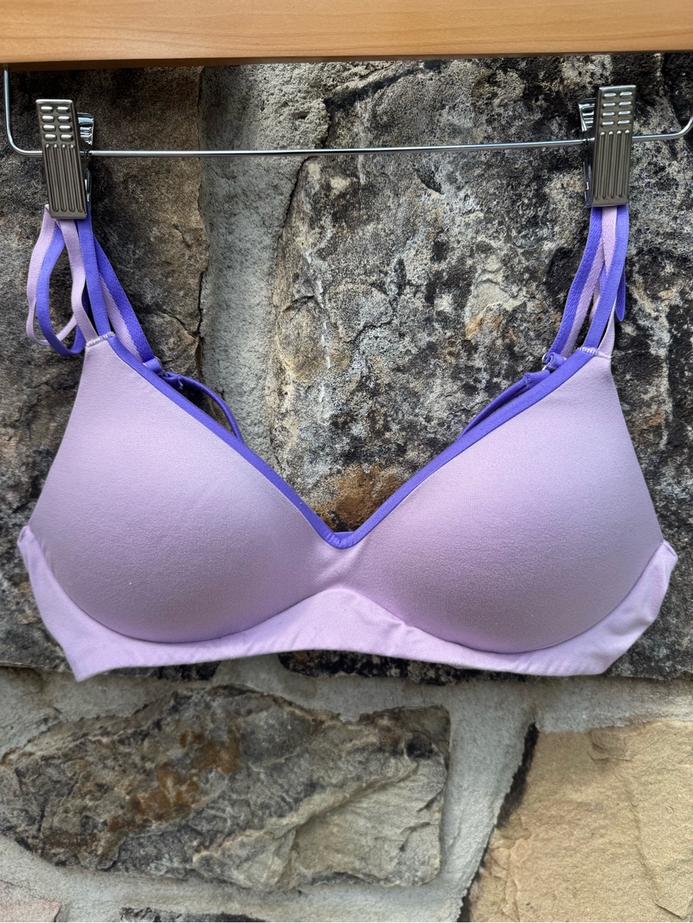 aerie Sunnie 34B Lavender Wireless T-Shirt Bra with Double Straps Padded Push-up